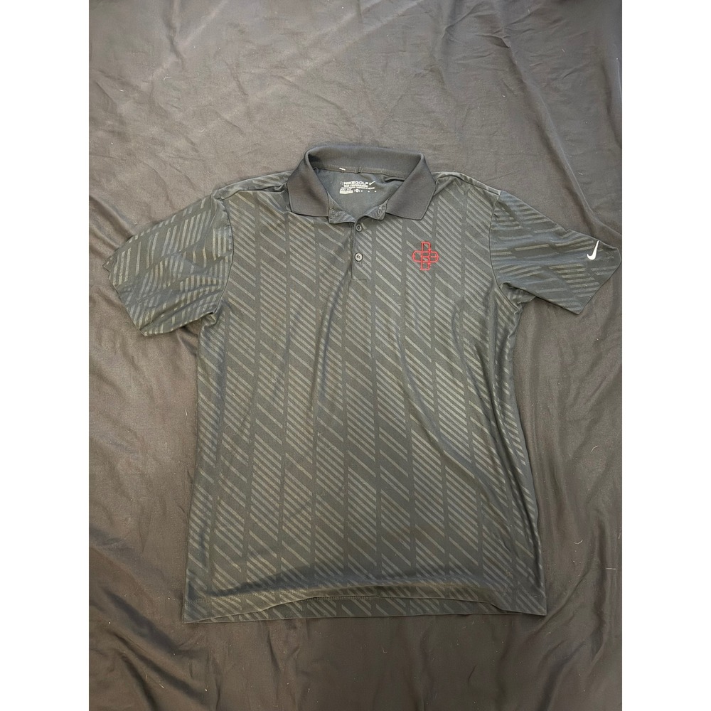 Nike Golf Tour Performance Dri-FIT Polo Shirt Mens MediumBlack Striped Short Slv